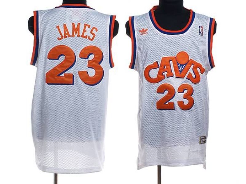 NBA Cavaliers 23 LeBron James White CAVS Mitchell and Ness Men Jersey
