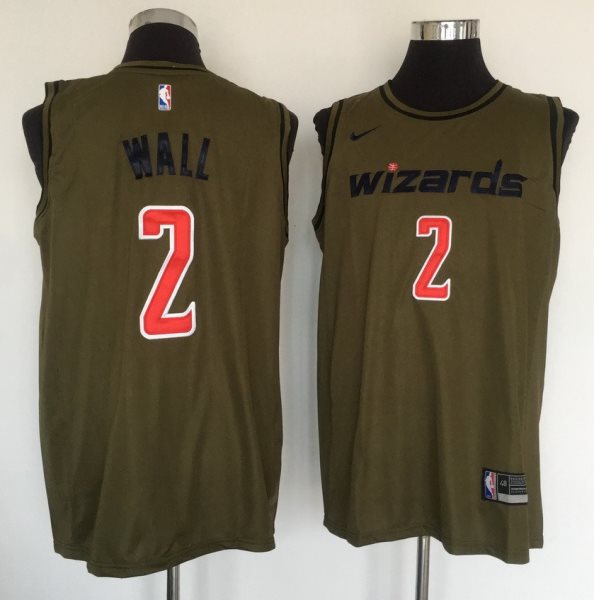 NBA Wizards 2 John Wall Olive Nike Swingman Men Jersey