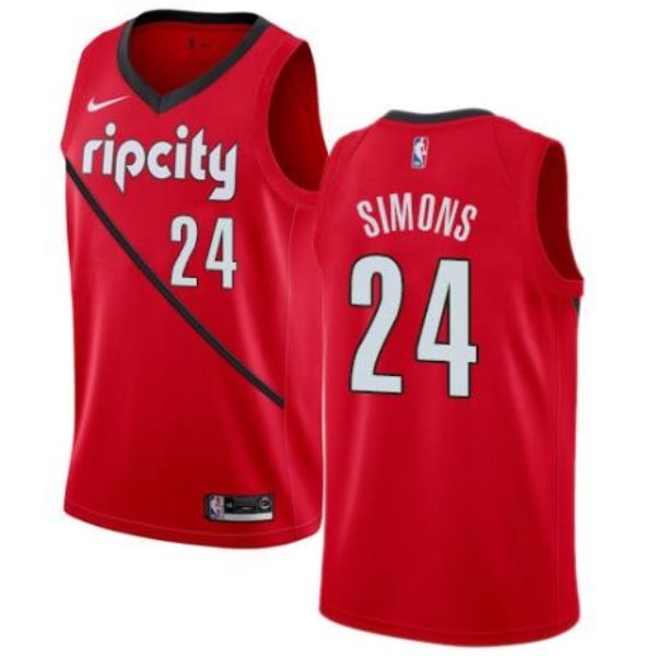 NBA Blazers 24 Anfernee Simons Red Earned Edition Nike Men Jersey