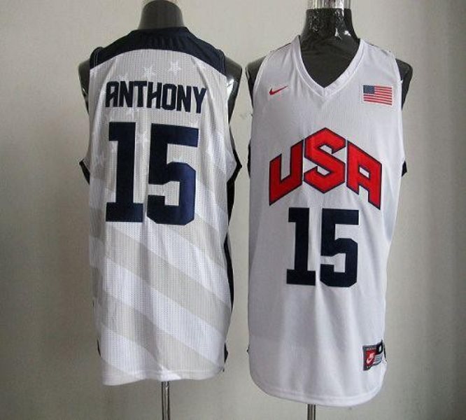 2012 Olympics Team USA No.15 Carmelo Anthony White Men's Basketball Jersey