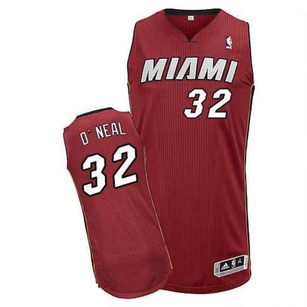 NBA Heat 32 Shaquille O'Neal Red Throwback Men Jersey
