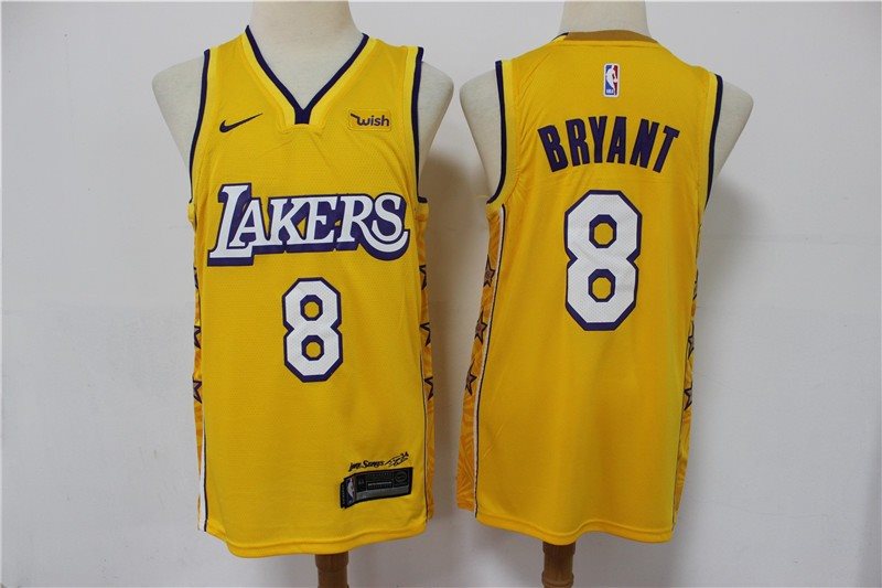 NBA Lakers 8 kobe Bryant Yellow 2020 City Edition Nike Men Jersey