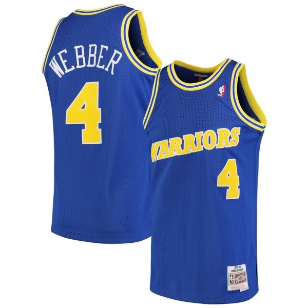 NBA Warriors 4 Chris Webber Blue 1990-94 Hardwood Classics Mesh Men Jersey