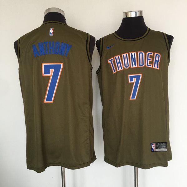 NBA Thunder 7 Carmelo Anthony Olive Nike Swingman Men Jersey