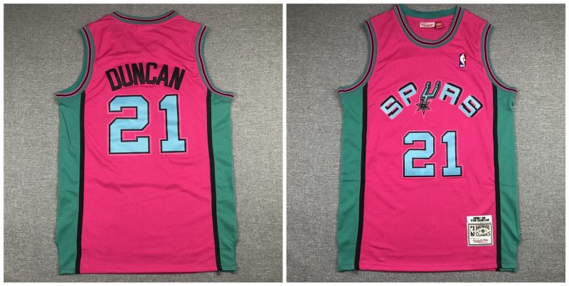 NBA Spurs 21 Tim Duncan Pink Men Jersey
