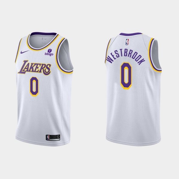 NBA Lakers 0 Russell Westbrook White 2021-21 New Season Nike Men Jersey