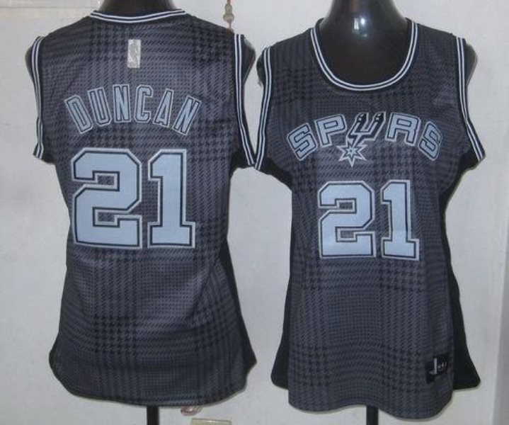 NBA Spurs 21 Tim Duncan Black Rhythm Women Jersey