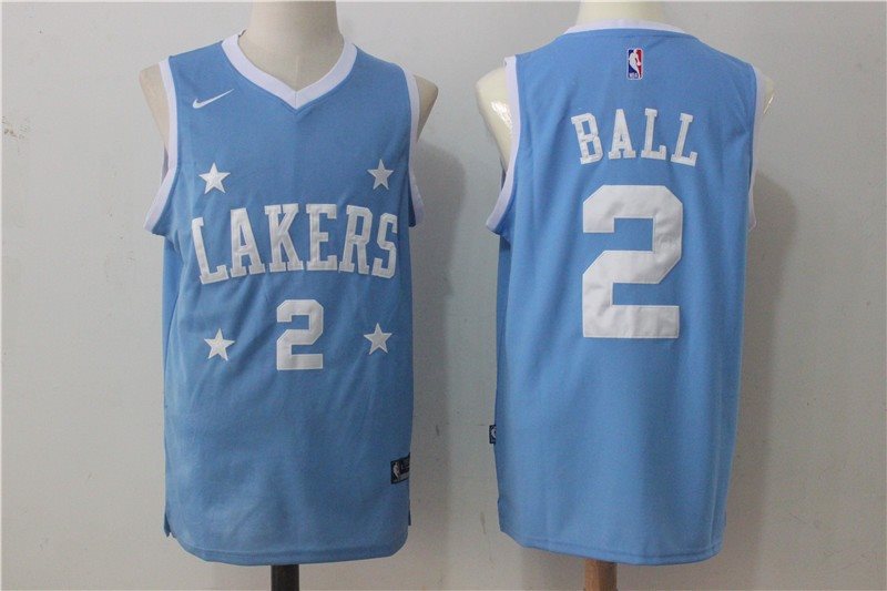Nike Los Angeles Lakers Lonzo Ball 2 Light Blue Men Jersey