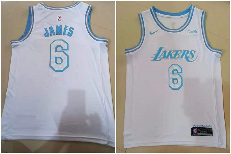 NBA Lakers 6 James City White Men Jersey