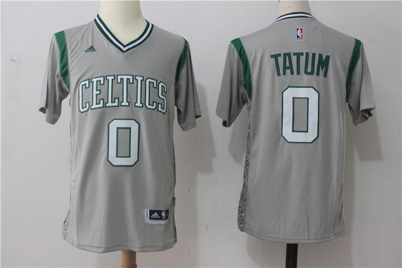 NBA Celtics 0 Jayson Tatum Gray Pride Swingman Men Jersey