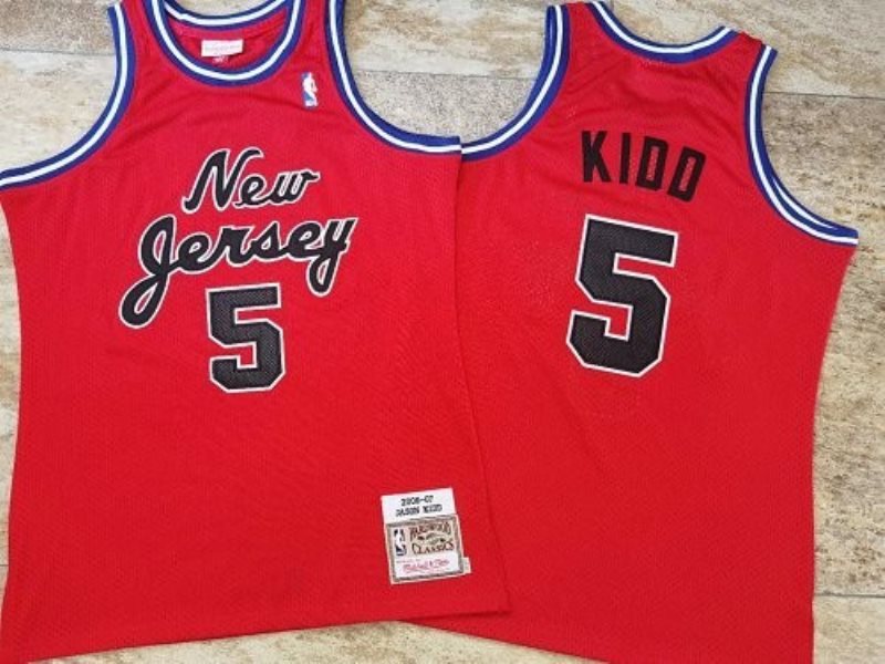 NBA Nets 5 Jason Kidd Hardwood Classics 2006-07 Red Men Jersey