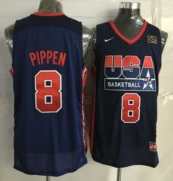 Team USA 8 Scottie Pippen Dark Blue 2012 USA Basketball Retro Stitched NBA Jersey