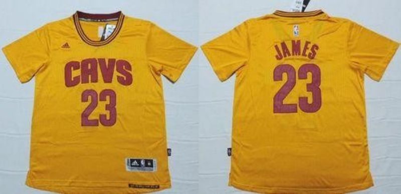 NBA Cavaliers 23 LeBron James Yellow Short Sleeve Men Jersey