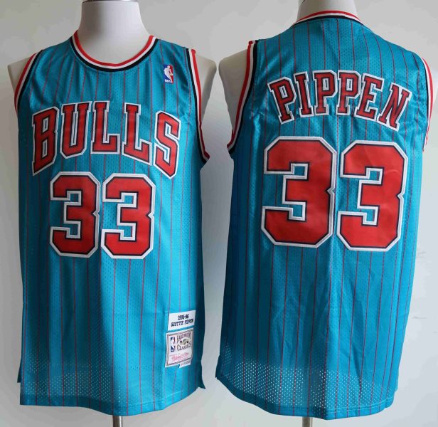 NBA Bulls 33 Scottie Pippen Blue Men Jersey