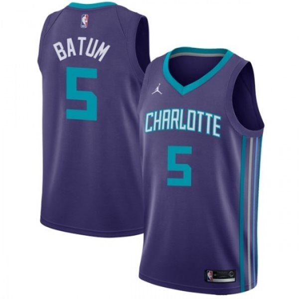 NBA Hornets 5 Nicolas Batum Jordan Brand Purple Men Jersey