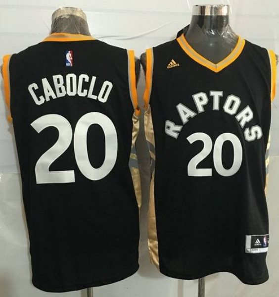 NBA Raptors 20 Bruno Caboclo Black Gold Men Jersey
