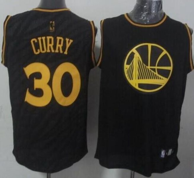 NBA Warriors 30 Stephen Curry Black Precious Metals Men Jersey