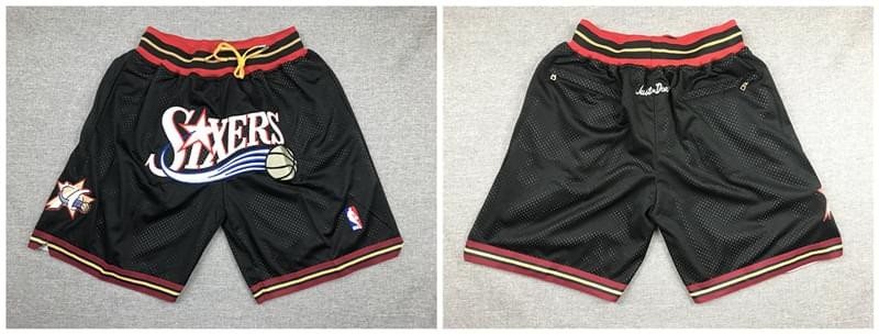NBA 76ers Black Just Don Throwback Mesh Shorts