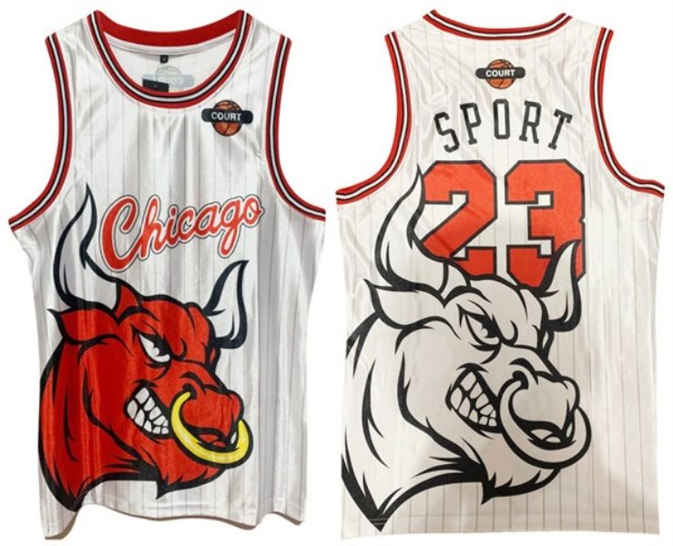 NBA Chicago Bulls 23 Michael Jordan White Print Men Jersey