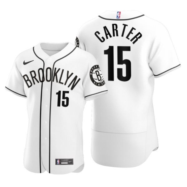 Nike Nets 15 Vince Carter 2020 White NBA X MLB Crossover Edition Men Jersey