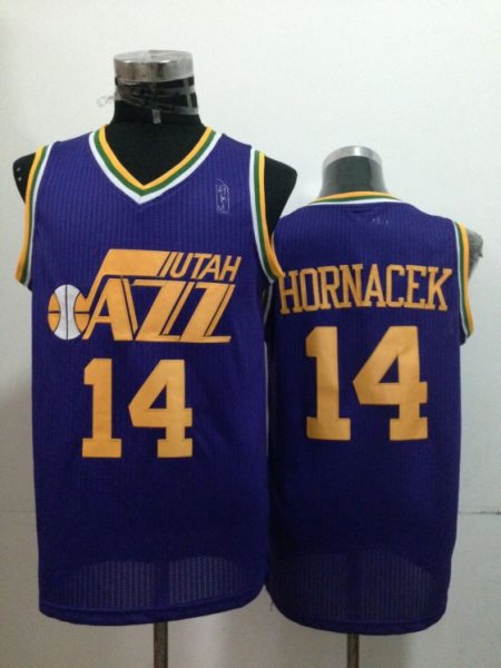 NBA Jazz 14 Jeff Hornacek Purple Throwback Men Jersey