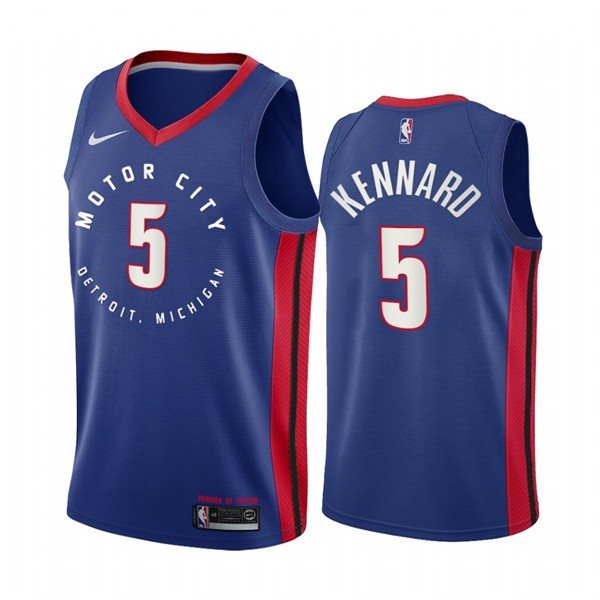 NBA Pistons 5 Luke Kennard Navy 2020-21 City Edition Nike Men Jersey