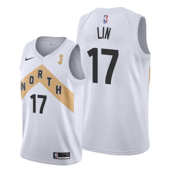 NBA Raptors 17 Jeremy Lin White 2019 NBA Finals Champions City Edition Men Jersey