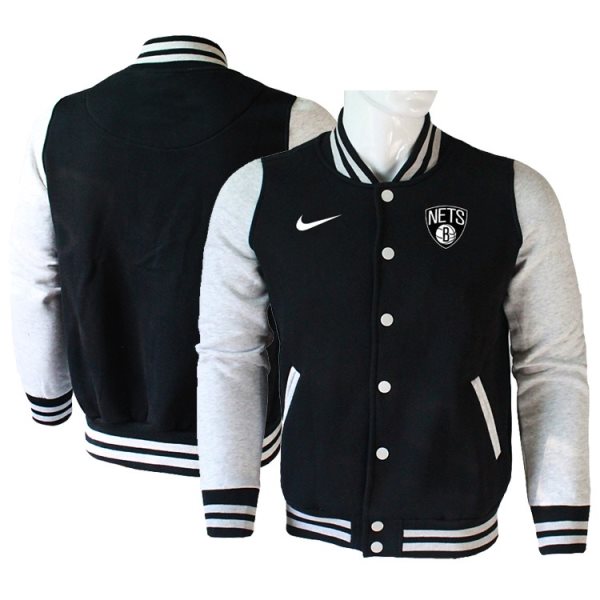 NBA Brooklyn Nets Blank Black Grey Nike Wool Jacket