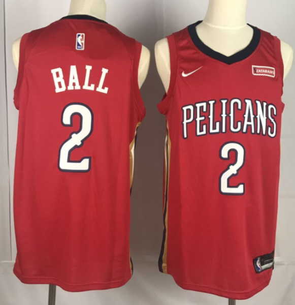 NBA Pelicans 2 Lonzo Ball Red Nike Men Jersey