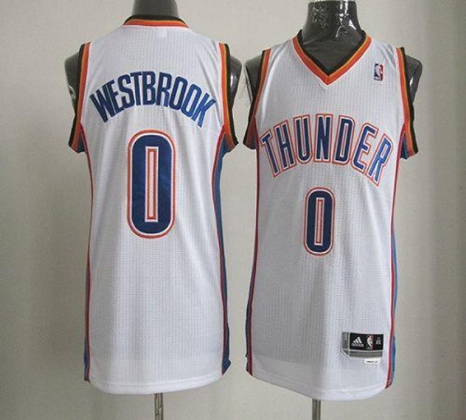 NBA Thunder 0 Russell Westbrook White Revolution 30 Men Jersey