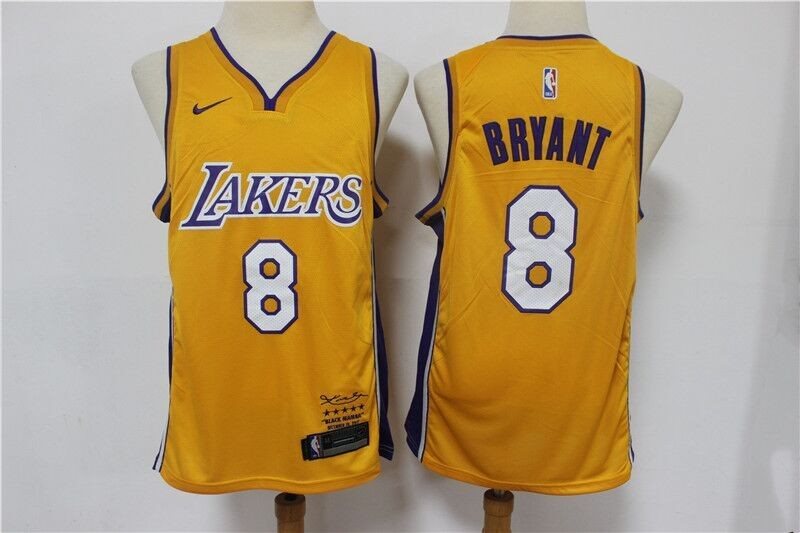 NBA Lakers 8 Kobe Bryant Yellow Men Jersey