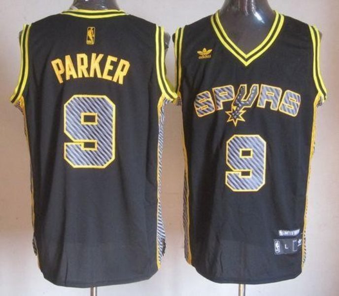 NBA Spurs 9 Tony Parker Black Electricity Men Jersey