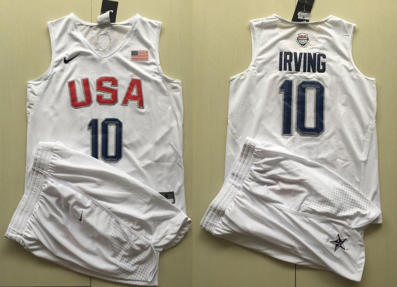 2016 Dream Team 10 Kyrie Irving White Basketball Jersey and Shorts