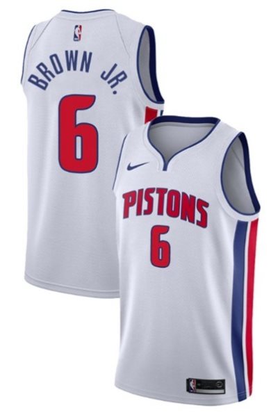 NBA Pistons 6 Bruce Brown Jr. White 2018 Draft Nike Men Jersey
