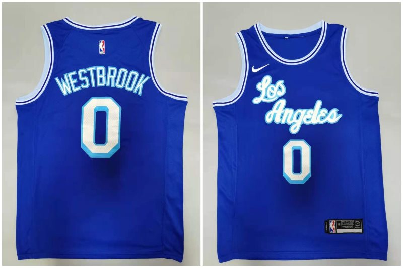 NBA Lakers 0 Russell Westbrook Blue Nike Men Jersey