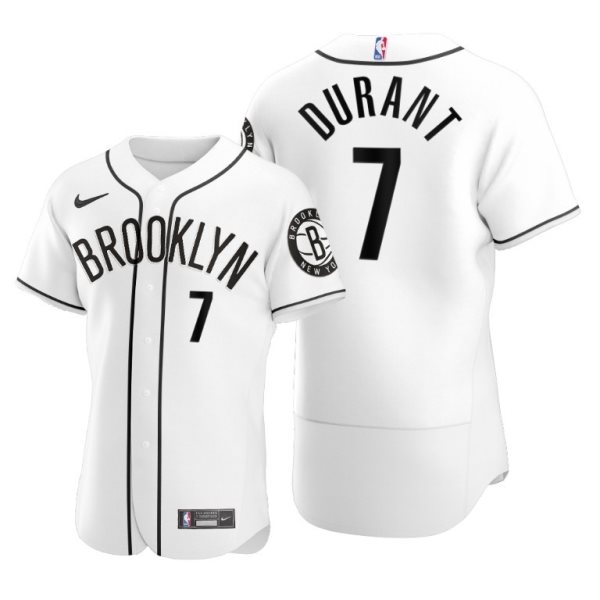 Nike Nets 7 Kevin Durant 2020 White NBA X MLB Crossover Edition Men Jersey