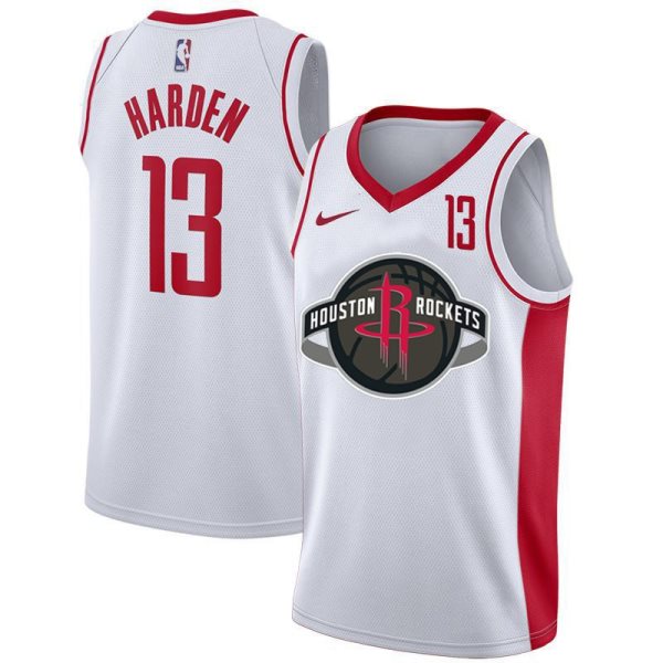 NBA Rockets 13 James Harden White Nike City Edition Men Jersey
