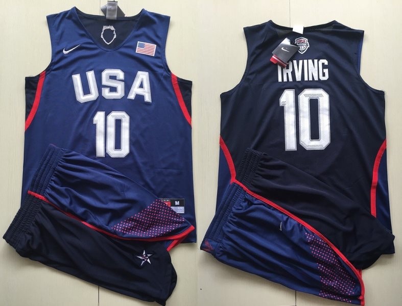 2016 Dream Team 10 Kyrie Irving Dark Blue Basketball Jersey and Shorts