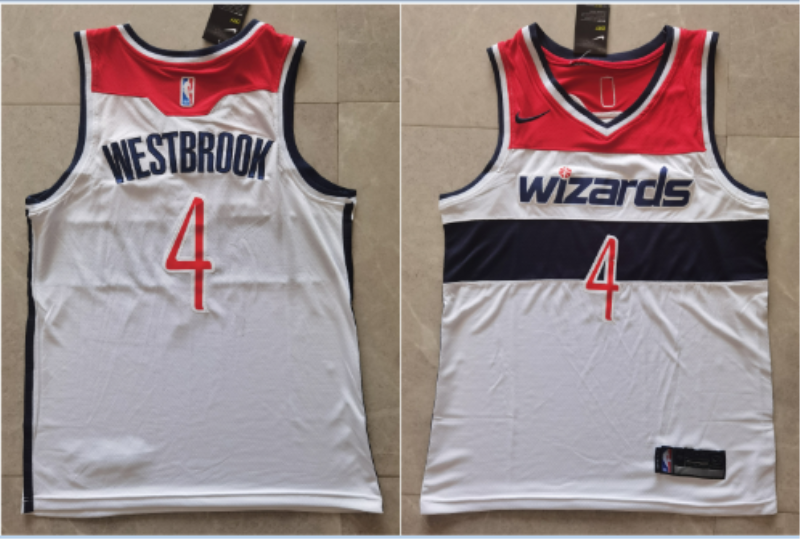NBA Wizards 4 Westbrook White 2020 New Nike Men Jersey