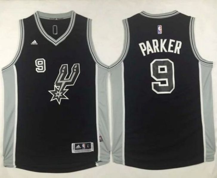NBA Spurs 9 Tony Parker Black New Road Men Jersey