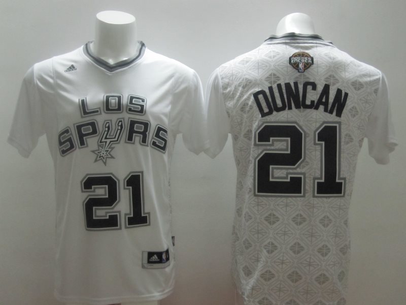 NBA Spurs 21 Tim Duncan White Latin Nights Men Jersey