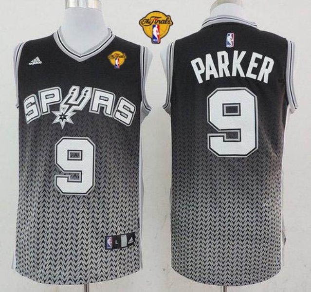 NBA Spurs 9 Tony Parker Black Resonate Swingman Finals Patch Men Jersey