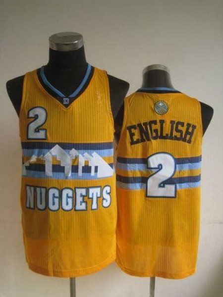 NBA Nuggets 2 Alex English Yellow Men Jersey