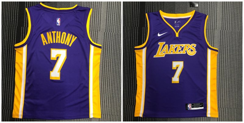 NBA Lakers 7 Carmelo Anthony Purple V Neck Nike Men Jersey