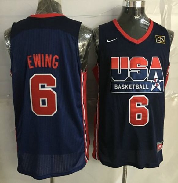 Team USA 6 Patrick Ewing Dark Blue 2012 USA Basketball Retro Stitched NBA Jersey