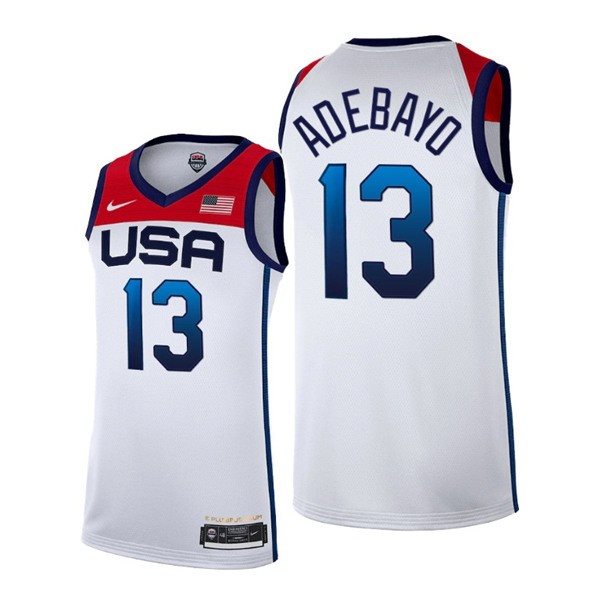 USA Basketball 13 Bam Adebayo 2021 Tokyo Olympics White Home Men Jersey