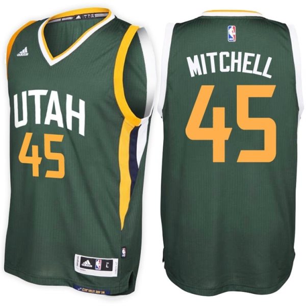 Adidas Utah Jazz 45 Donovan Mitchell Alternate Green 2017 NBA Draft Men Jersey