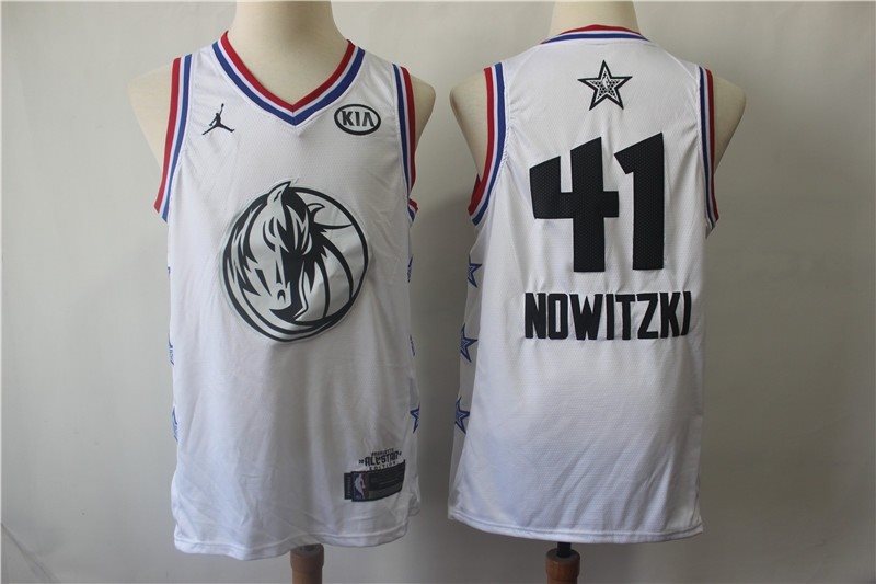 NBA Mavericks 41 Dirk Nowitzki White 2019 NBA All-Star Game Jordan Brand Men Jersey