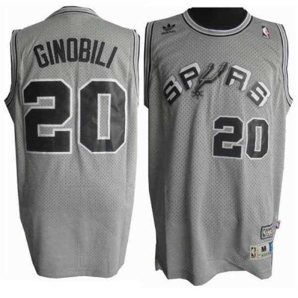NBA Spurs 20 Manu Ginobili Grey Throwback Men Jersey
