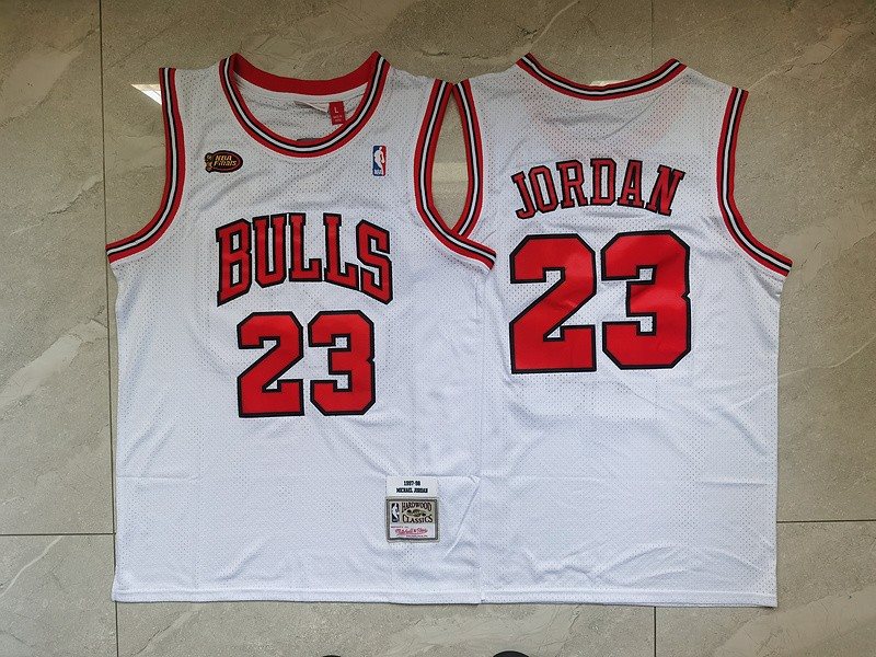 NBA Bulls 23 Jordan white 1998 Finals Men Jersey